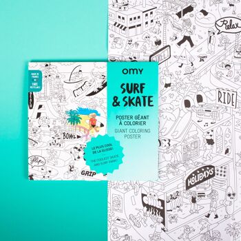 Poster géant à colorier - SURF & SKATE 3