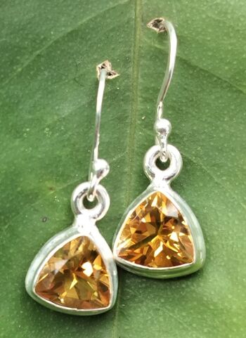 Belles boucles d'oreilles en argent 925 avec citrine à facettes naturelles Trillion 4