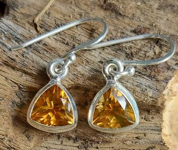 Belles boucles d'oreilles en argent 925 avec citrine à facettes naturelles Trillion 6