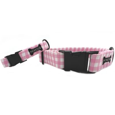 Halskette „LOLA“ mit rosa Vichy-Karomuster – Größe M