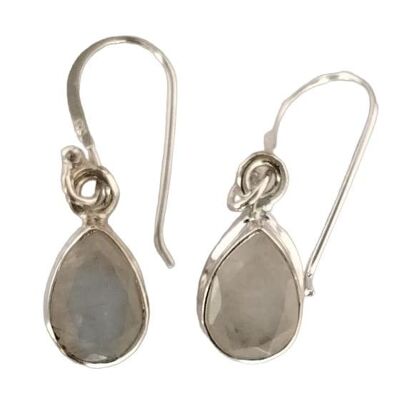 Natürliche Birnen-Regenbogen-Mondstein-Ohrringe aus 925er Silber