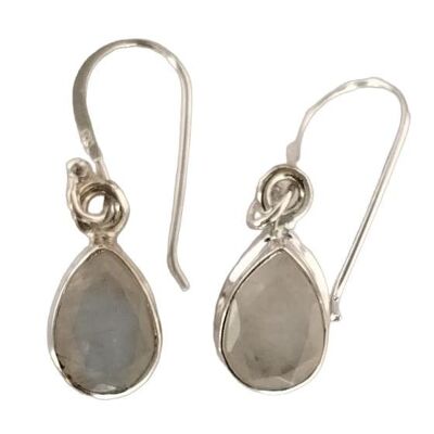 Natural Pear Rainbow Moonstone 925 Silver Handmade Earrings