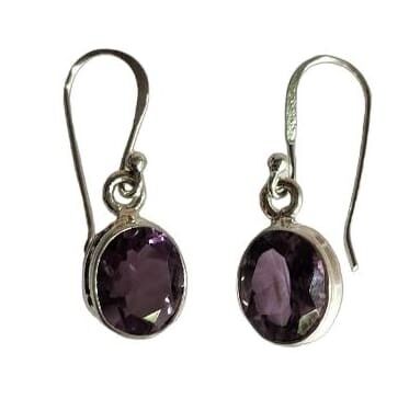Stilvolle natürliche ovale Amethyst-Ohrringe aus 925er Silber