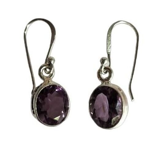 Stylish Natural Oval Amethyst 925 Silver Beautiful Earrings