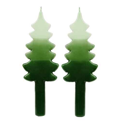 Green Christmas Tree Dinner Candles - 2 Pack