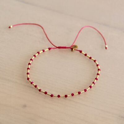 Gemstone bracelet with gold-plated miyuki – pink