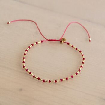 Bracelet pierres gemmes avec miyuki plaqué or – rose 1