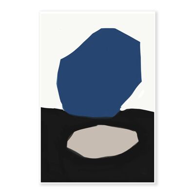 Blue Black Abstract Design Art Print 50x70cm