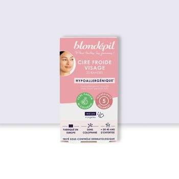 CIRE FROIDE HYPOALLERGÉNIQUE - Visage - Sans parfum ni colorant (20 bandes) - BLONDÉPIL 3