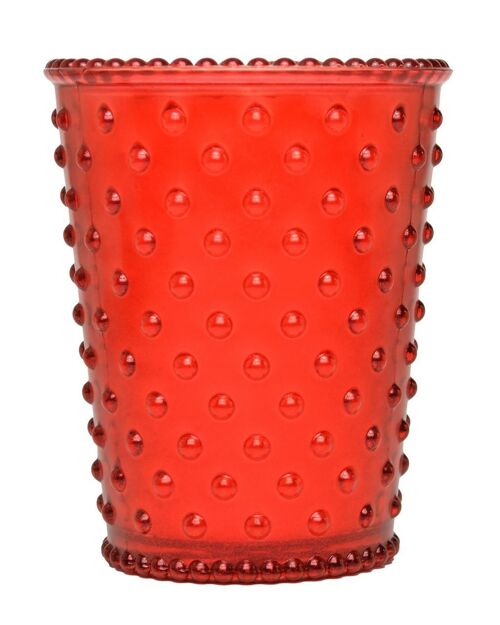 Simpatico Hobnail Glass Candle #33 Candy Cane Red