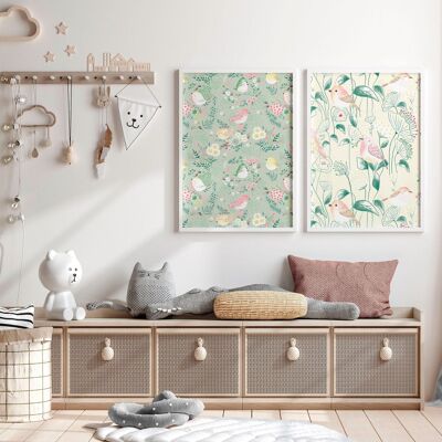 Niedliche Kinderzimmer-Dekoration mit Waldmotiven | Set mit 2 Wandkunstdrucken