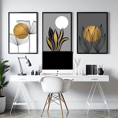 Schreibtisch-Büro-Dekor | Set mit 3 Wandkunstdrucken