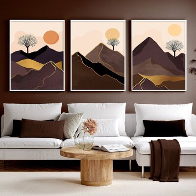 Scandinavian decor style for living room | set of 3 wall art prints