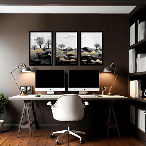 Scandinavian decorating style for office | set of 3 wall art prints