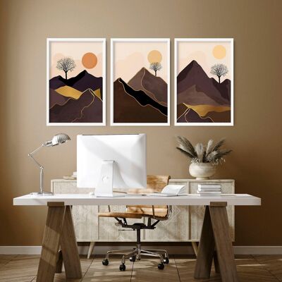 Scandinavian style decor for office | set of 3 wall art prints