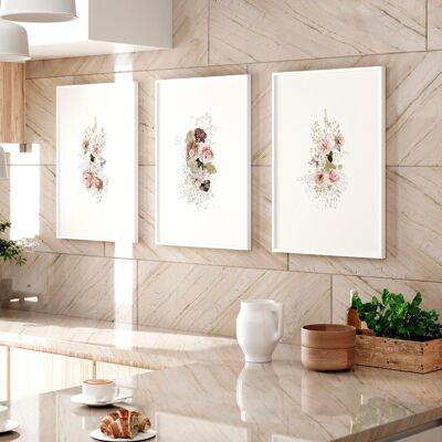 Arte Shabby Chic para la cocina | juego de 3 láminas de arte de pared