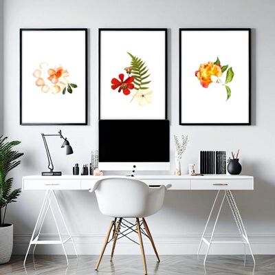 Shabby-Chic-Dekor | Set mit 3 Wandkunstdrucken für das Heimbüro