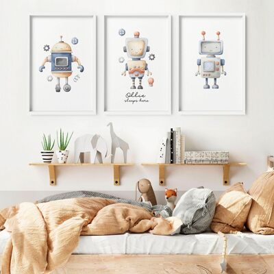 Décor de pépinière de l'espace | lot de 3 tableaux muraux pour chambre d'enfant