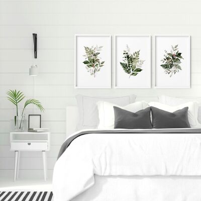 Bauernhaus Wanddekoration Schlafzimmer | Set mit 3 Wandkunstdrucken
