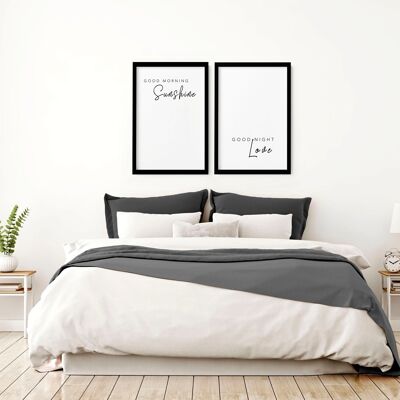 First anniversary gifts | set of 2 wall art prints for Bedroom