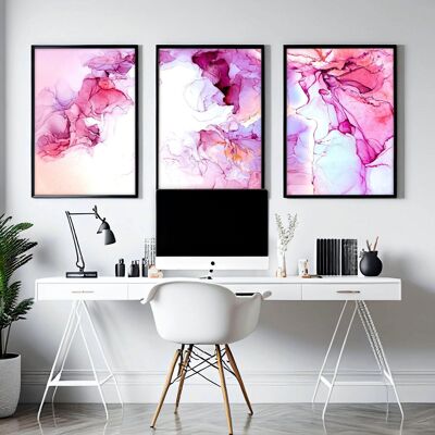 Framed abstract wall art for office | set of 3 wall art prints