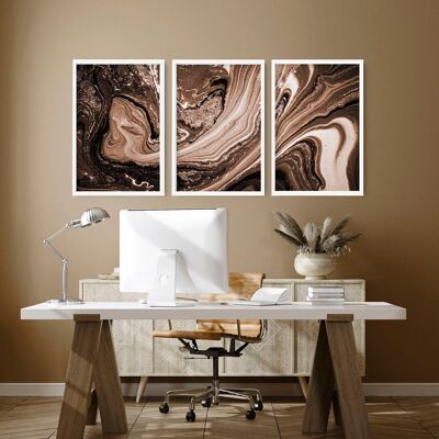 Framed wall art abstract | set of 3 wall art prints