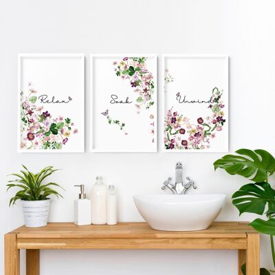 French country bathrooms | Set of 3 wall art prints