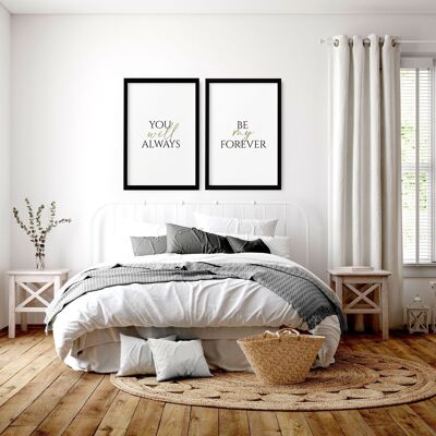 Gift idea for couples anniversary | set of 2 wall art prints for Bedroom