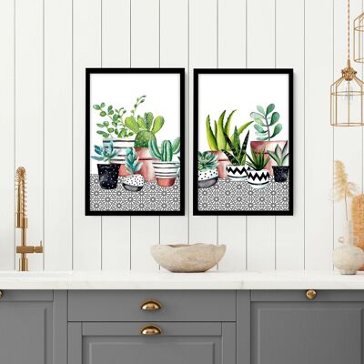 Images murales de cuisine succulentes | lot de 2 impressions murales