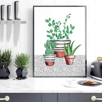 Impressions de cuisine de plantes succulentes | lot de 2 impressions murales 3