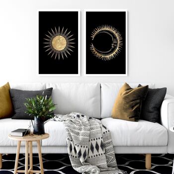 Art mural soleil et lune | lot de 2 impressions murales 56