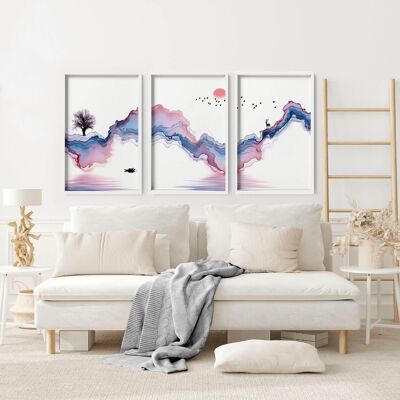 Sunrise framed wall art | set of 3 wall art prints