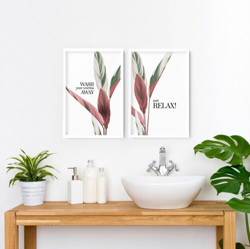 Tropical Art for the bathroom wall | Set of 2 art prints