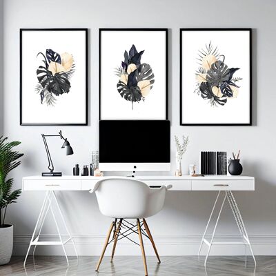 Arte dell'ufficio domestico | set di 3 stampe artistiche da parete