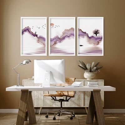 Arte dell'ufficio domestico | set di 3 stampe artistiche da parete