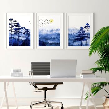 Oeuvre de bureau à domicile | lot de 3 impressions murales 19