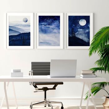 Idées de décoration de bureau à domicile pour lui | lot de 3 impressions murales 1