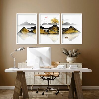 Home office decor ideas | set of 3 wall art prints