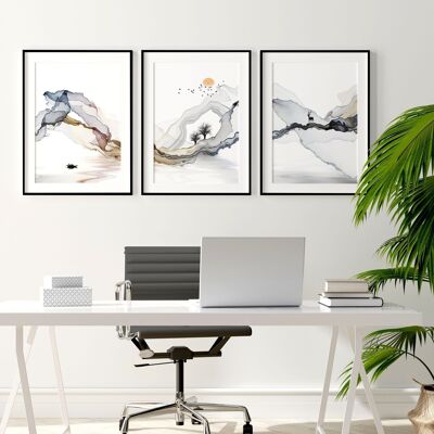 Home-Office-Wanddekoration | Set mit 3 Wandkunstdrucken