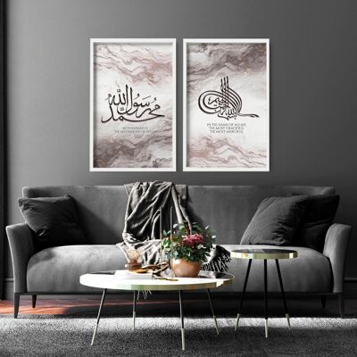 Decorazione murale di arte islamica | Set di 2 stampe artistiche da parete