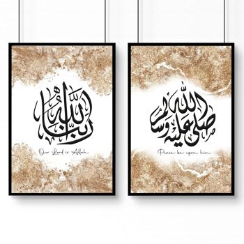 Art mural calligraphie islamique | Ensemble de 2 impressions murales 31
