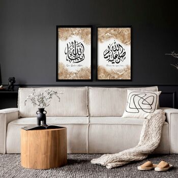 Art mural calligraphie islamique | Ensemble de 2 impressions murales 50