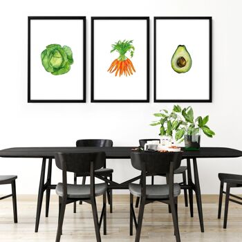 Impression de légumes pour mur de cuisine | Lot de 3 tableaux muraux 4