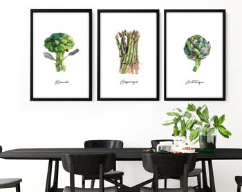 Impressions d'art mural de légumes pour la cuisine | lot de 3 impressions murales 1