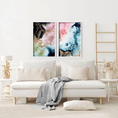 Wandkunst abstrakt modern | Set mit 2 Wandkunstdrucken