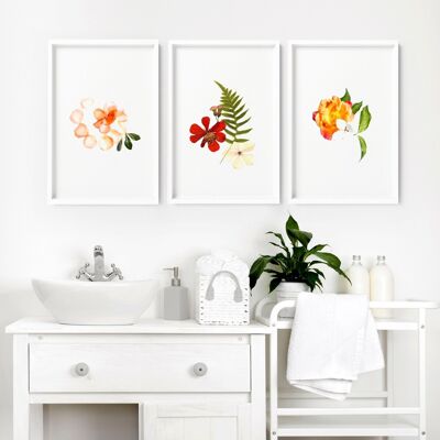 Wandkunst für ein Badezimmer | Set mit 3 Wandkunstdrucken