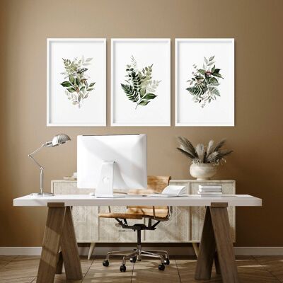 Arte murale per l'home office | set di 3 stampe artistiche da parete