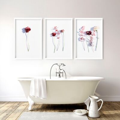 Wandkunst im Badezimmer | Set mit 3 Wandkunstdrucken