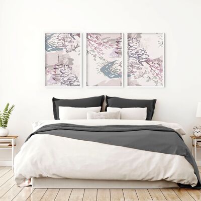 Wandkunst im Schlafzimmer | Set mit 3 Drucken