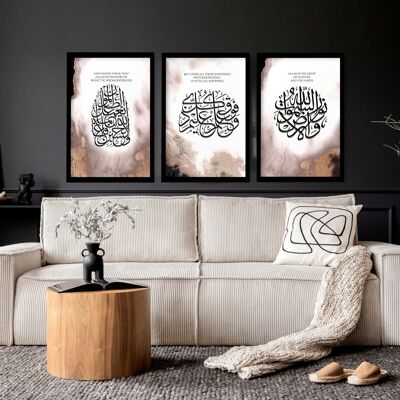 Arte de pared moderno islámico | Juego de 3 impresiones de arte de pared.